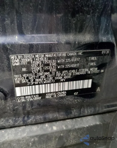 2020 Toyota Rav4 Xle from USA, damaged, VIN 2T3P1RFV7LW098513